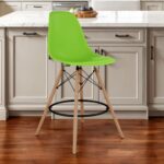 28 Inch Green and Brown Modern Counter Height Bar Stool