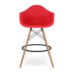 28-Inch Red and Brown Low Back Counter Height Bar Stool
