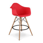 28-Inch Red and Brown Low Back Counter Height Bar Stool
