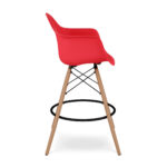 28-Inch Red and Brown Low Back Counter Height Bar Stool