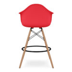 28-Inch Red and Brown Low Back Counter Height Bar Stool