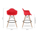 28-Inch Red and Brown Low Back Counter Height Bar Stool