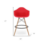 28-Inch Red and Brown Low Back Counter Height Bar Stool
