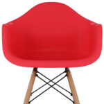 28-Inch Red and Brown Low Back Counter Height Bar Stool