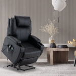 33" Black Heated Massage Lift Recliner with Power Assist