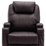 33" Brown Faux Leather Power Heated Massage Lift Recliner