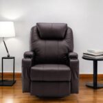 33" Brown Faux Leather Power Heated Massage Lift Recliner