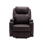 33" Brown Faux Leather Power Heated Massage Lift Recliner