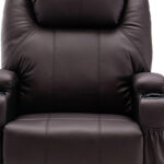 33" Brown Faux Leather Power Heated Massage Lift Recliner