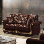 Chenille Convertible Sleeper Love Seat with Storage and Pillows