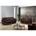 Chenille Convertible Sleeper Love Seat with Storage and Pillows