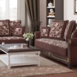 Chenille Convertible Sleeper Love Seat with Storage and Pillows