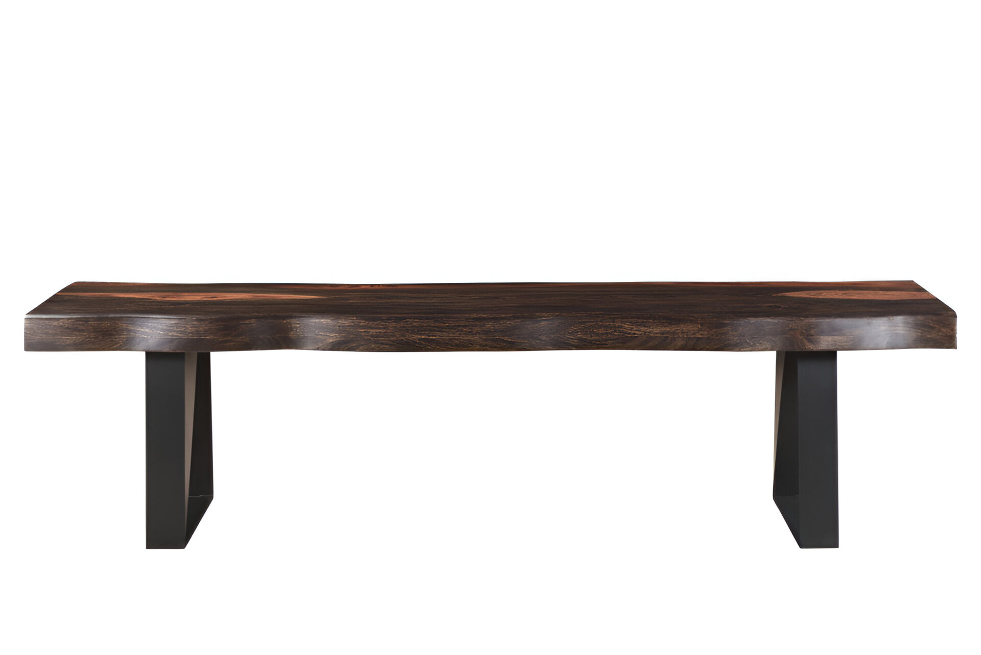 68" Distressed Dark Brown Wood Dining Bench with Black Metal Legs 1 68" Distressed Dark Brown Wood Dining Bench with Black Metal Legs