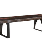 68" Distressed Dark Brown Wood Dining Bench with Black Metal Legs 10 68" Distressed Dark Brown Wood Dining Bench with Black Metal Legs