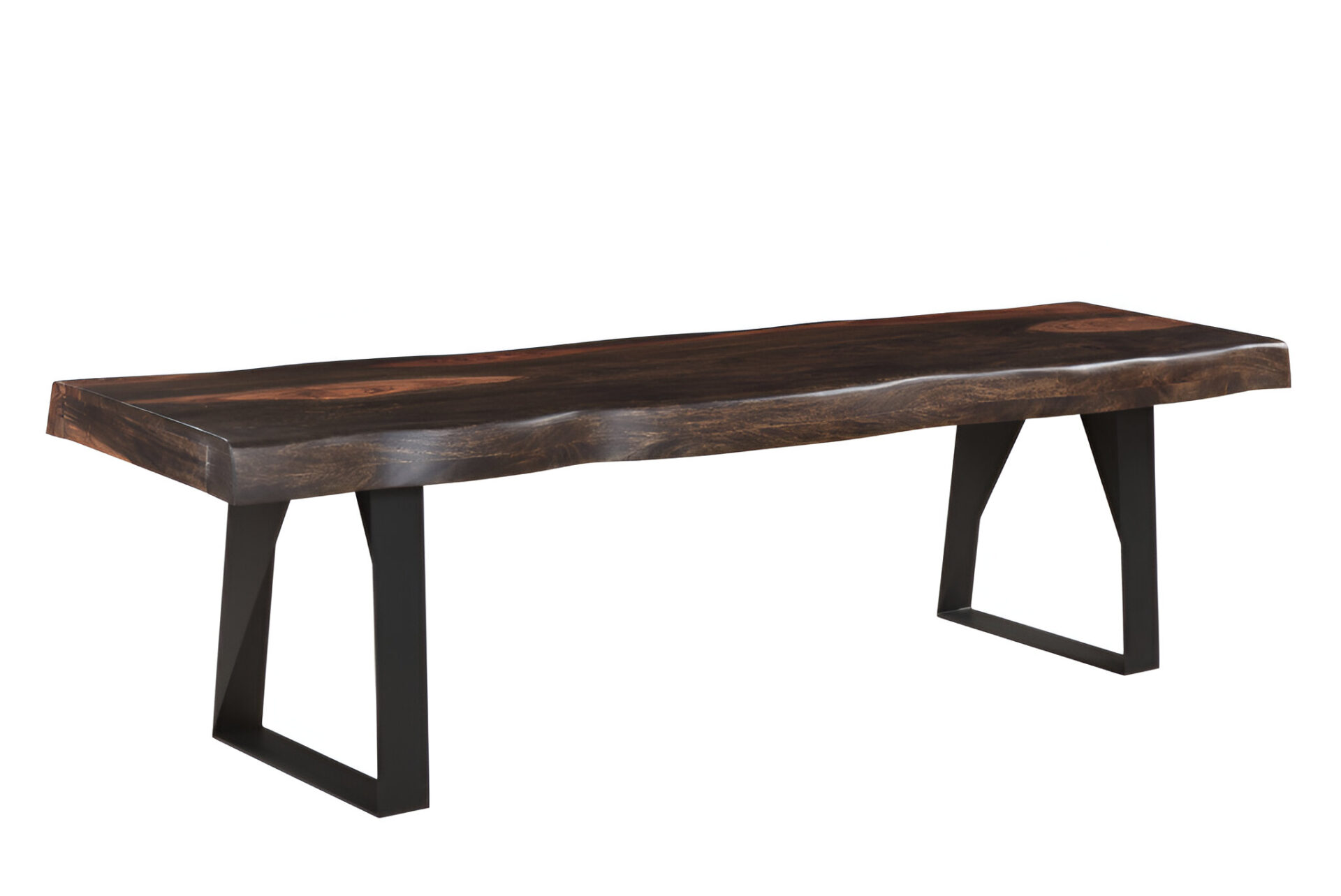 68" Distressed Dark Brown Wood Dining Bench with Black Metal Legs 3 68" Distressed Dark Brown Wood Dining Bench with Black Metal Legs - Image 3