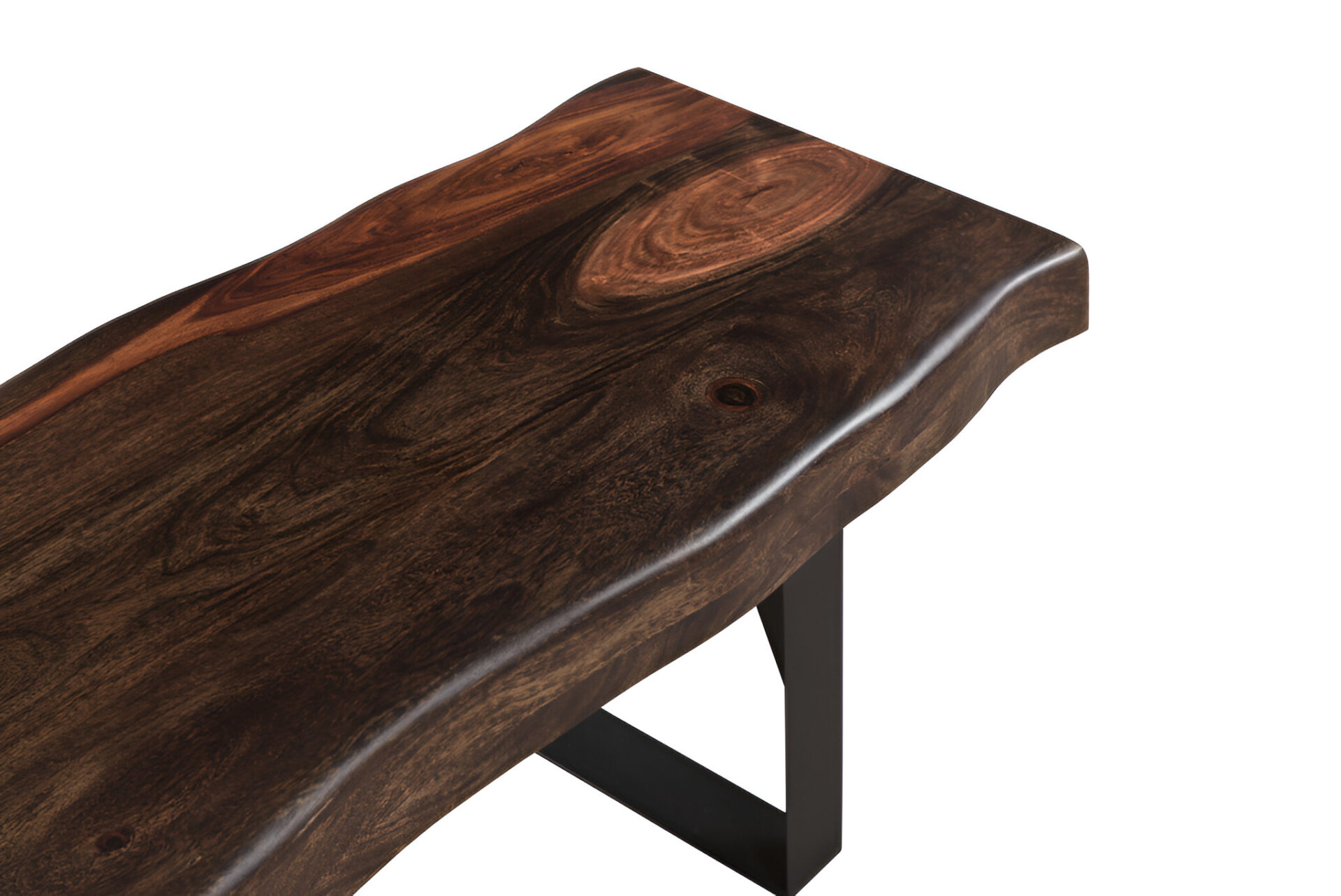 68" Distressed Dark Brown Wood Dining Bench with Black Metal Legs 5 68" Distressed Dark Brown Wood Dining Bench with Black Metal Legs - Image 5