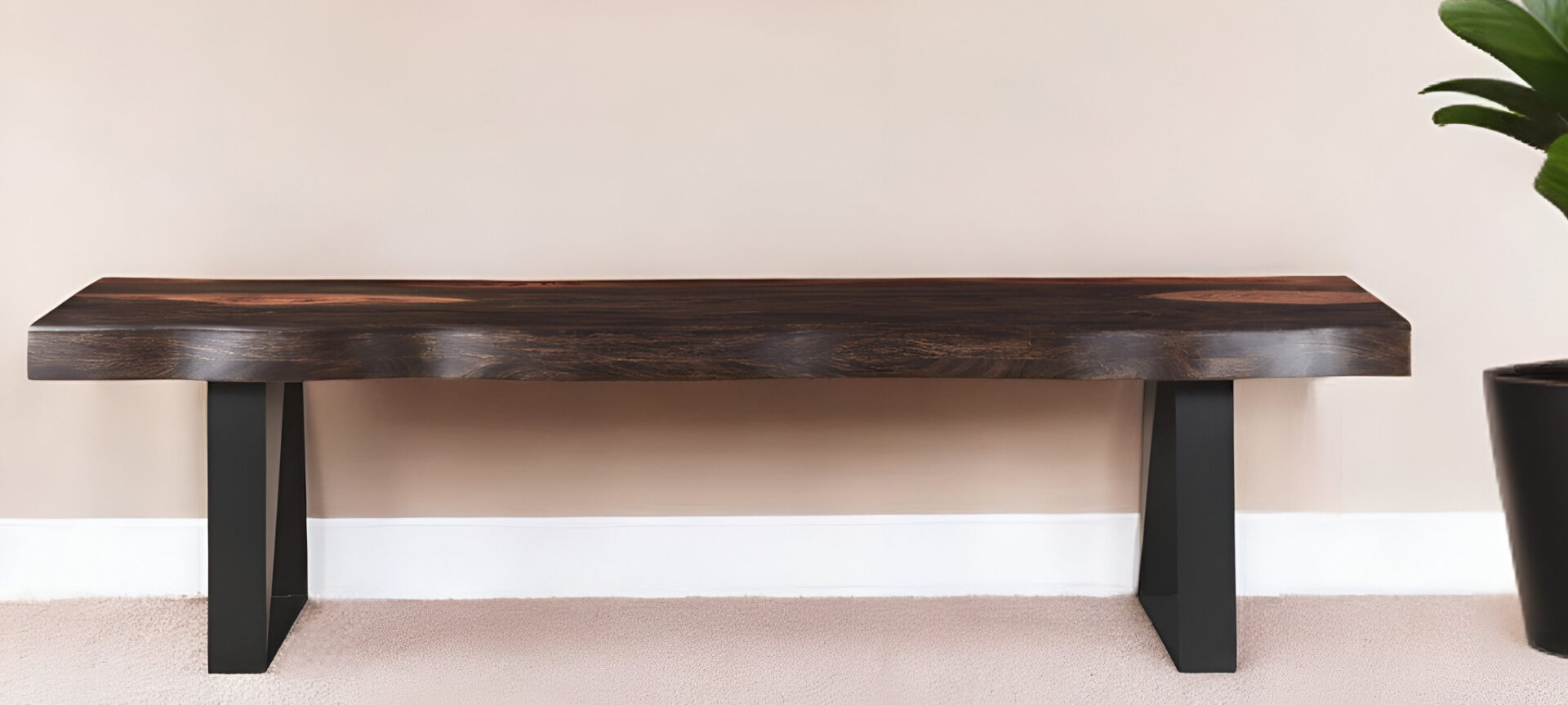 68" Distressed Dark Brown Wood Dining Bench with Black Metal Legs 2 68" Distressed Dark Brown Wood Dining Bench with Black Metal Legs - Image 2
