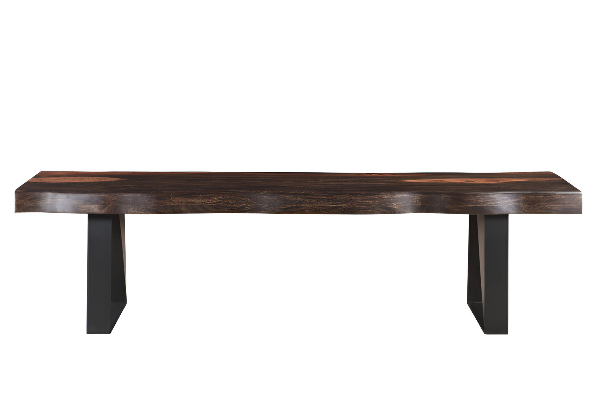 68" Distressed Dark Brown Wood Dining Bench with Black Metal Legs 4 68" Distressed Dark Brown Wood Dining Bench with Black Metal Legs - Image 4