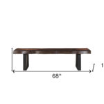 68" Distressed Dark Brown Wood Dining Bench with Black Metal Legs 14 68" Distressed Dark Brown Wood Dining Bench with Black Metal Legs