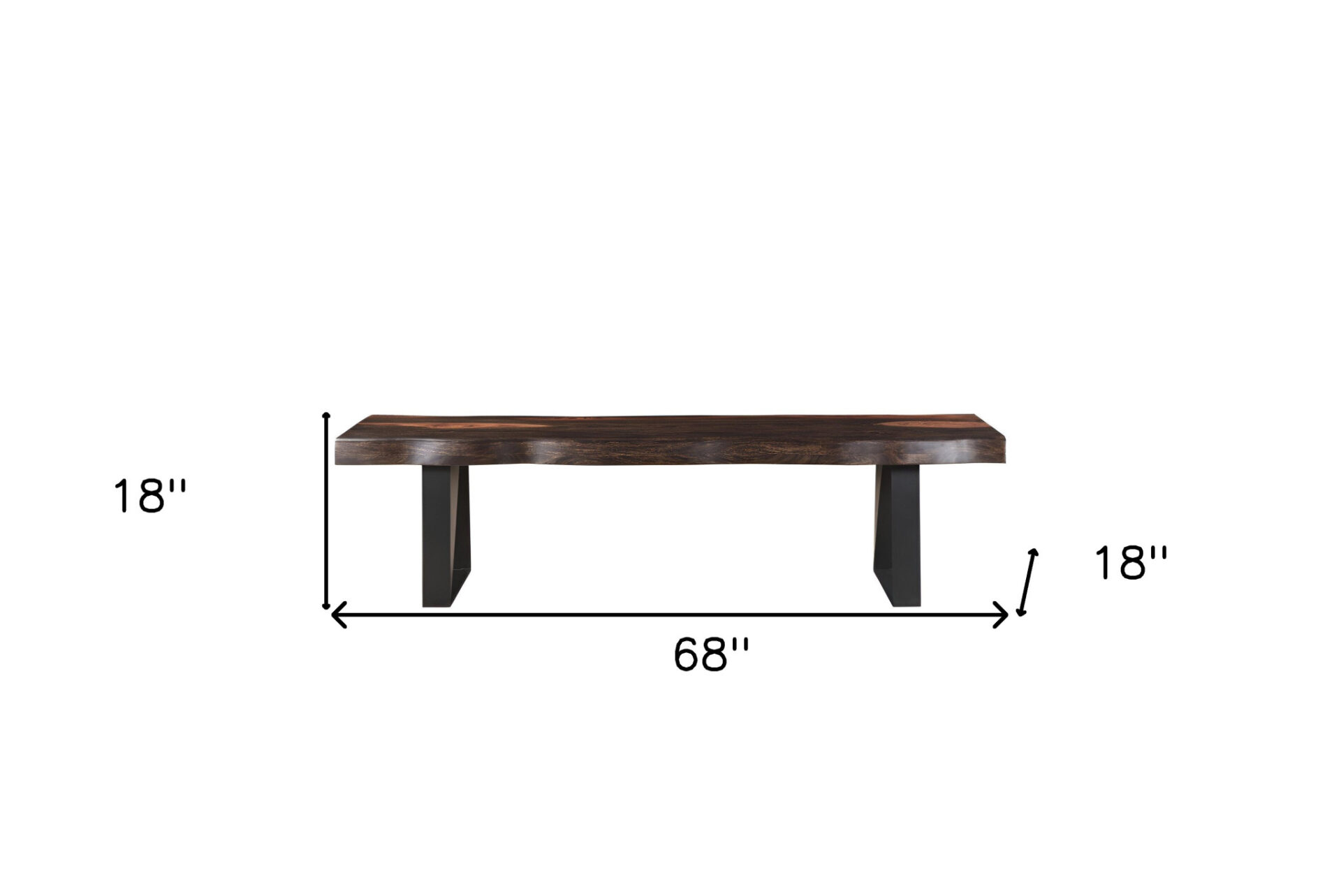 68" Distressed Dark Brown Wood Dining Bench with Black Metal Legs 7 68" Distressed Dark Brown Wood Dining Bench with Black Metal Legs - Image 7