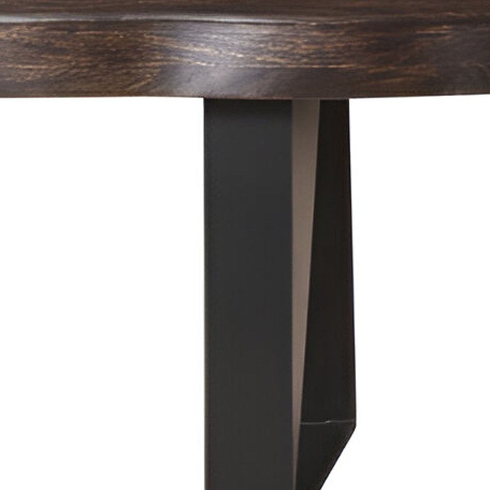 68" Distressed Dark Brown Wood Dining Bench with Black Metal Legs 6 68" Distressed Dark Brown Wood Dining Bench with Black Metal Legs - Image 6