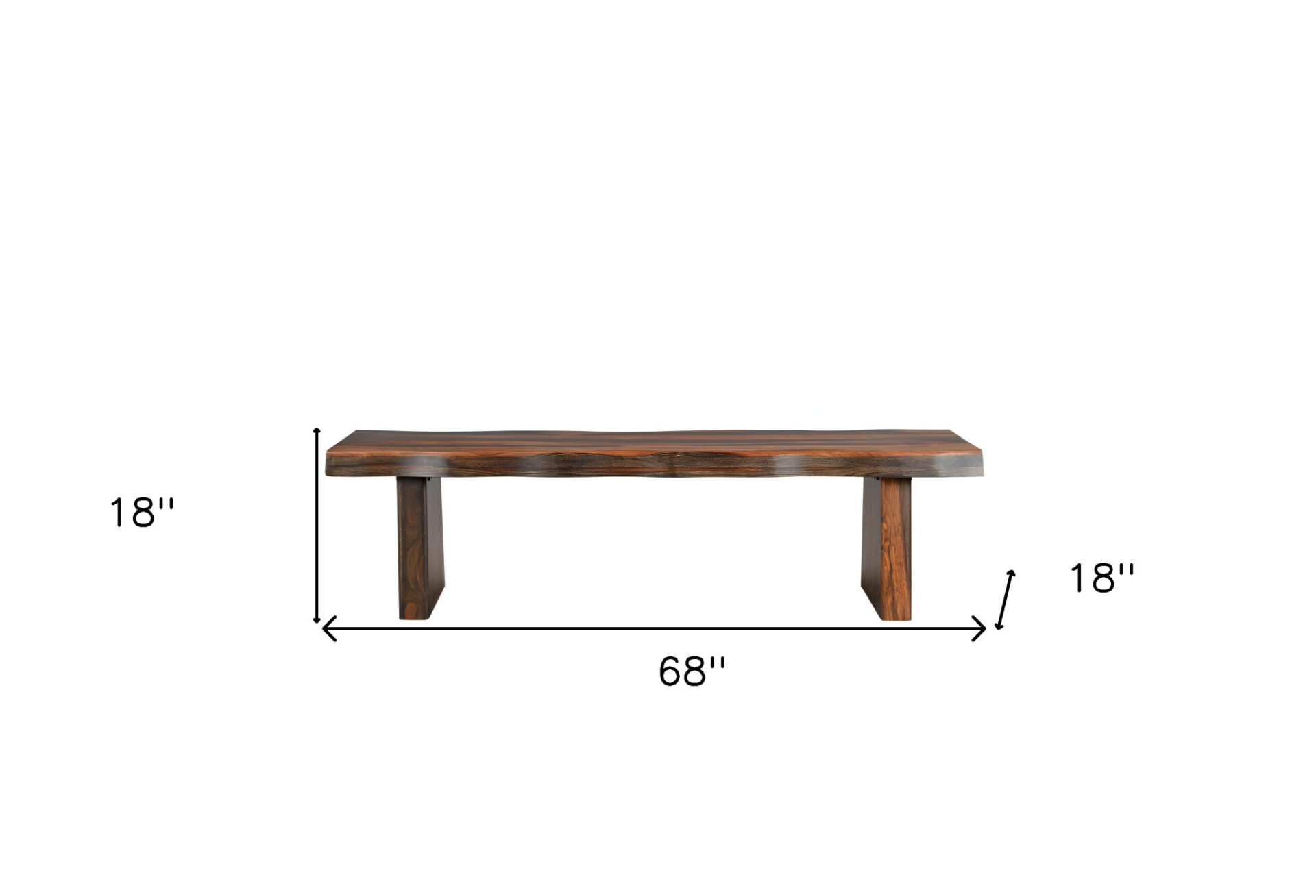 68" Dark Brown Solid Wood Dining Bench 8 68" Dark Brown Solid Wood Dining Bench - Image 8