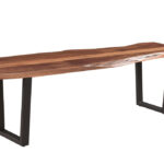 66" Brown and Black Solid Wood Modern Rustic Dining Bench 7 66" Brown and Black Solid Wood Modern Rustic Dining Bench