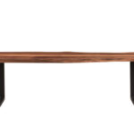 66" Brown and Black Solid Wood Modern Rustic Dining Bench 8 66" Brown and Black Solid Wood Modern Rustic Dining Bench