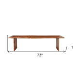 73" Modern Rustic Brown Solid Wood Dining Bench