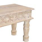 58" Distressed White Solid Wood Floral Dining Bench 12 58" Distressed White Solid Wood Floral Dining Bench