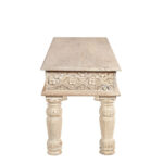 58" Distressed White Solid Wood Floral Dining Bench 13 58" Distressed White Solid Wood Floral Dining Bench