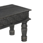 58" Distressed Black Floral Solid Wood Dining Bench 9 58" Distressed Black Floral Solid Wood Dining Bench