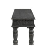 58" Distressed Black Floral Solid Wood Dining Bench 8 58" Distressed Black Floral Solid Wood Dining Bench