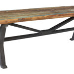 66" Distressed Reclaimed Wood Dining Bench with Black Metal Base 10 66" Distressed Reclaimed Wood Dining Bench with Black Metal Base