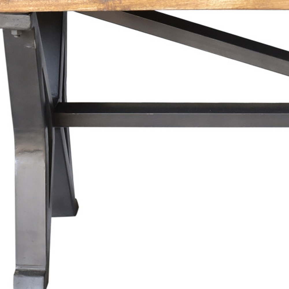 66" Distressed Reclaimed Wood Dining Bench with Black Metal Base 6 66" Distressed Reclaimed Wood Dining Bench with Black Metal Base - Image 6