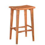 32 Inch Wood Brown Backless Counter Height Bar Stool With Footrest