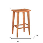 32 Inch Wood Brown Backless Counter Height Bar Stool With Footrest