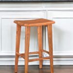 32 Inch Wood Brown Backless Counter Height Bar Stool With Footrest
