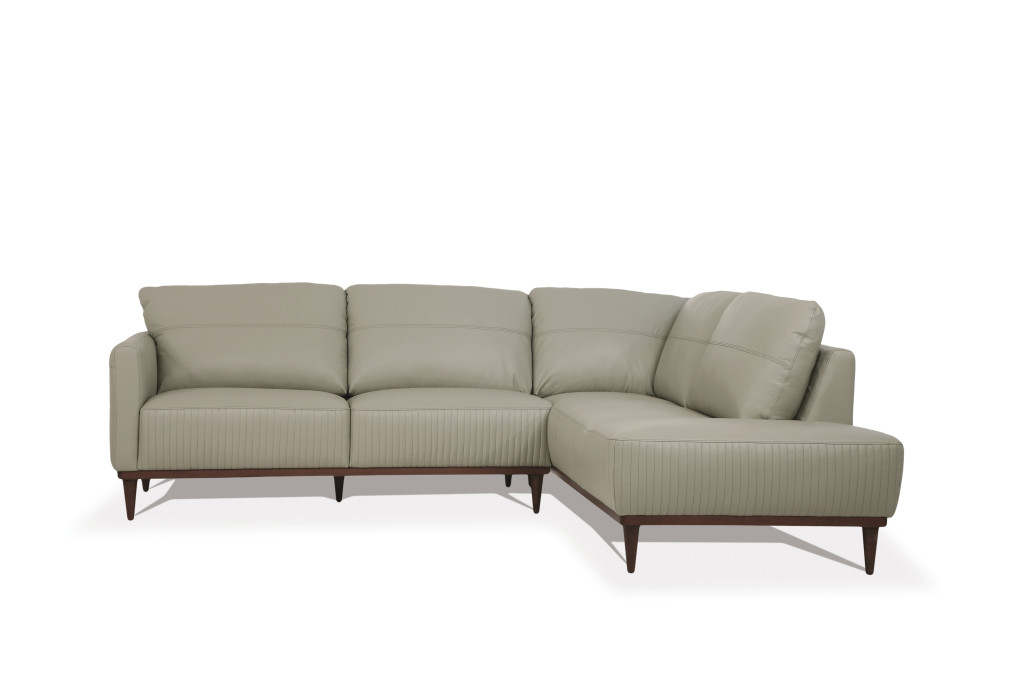 103" Light Green Leather L Shaped Sofa and Chaise Sectional 1 103" Light Green Leather L Shaped Sofa and Chaise Sectional