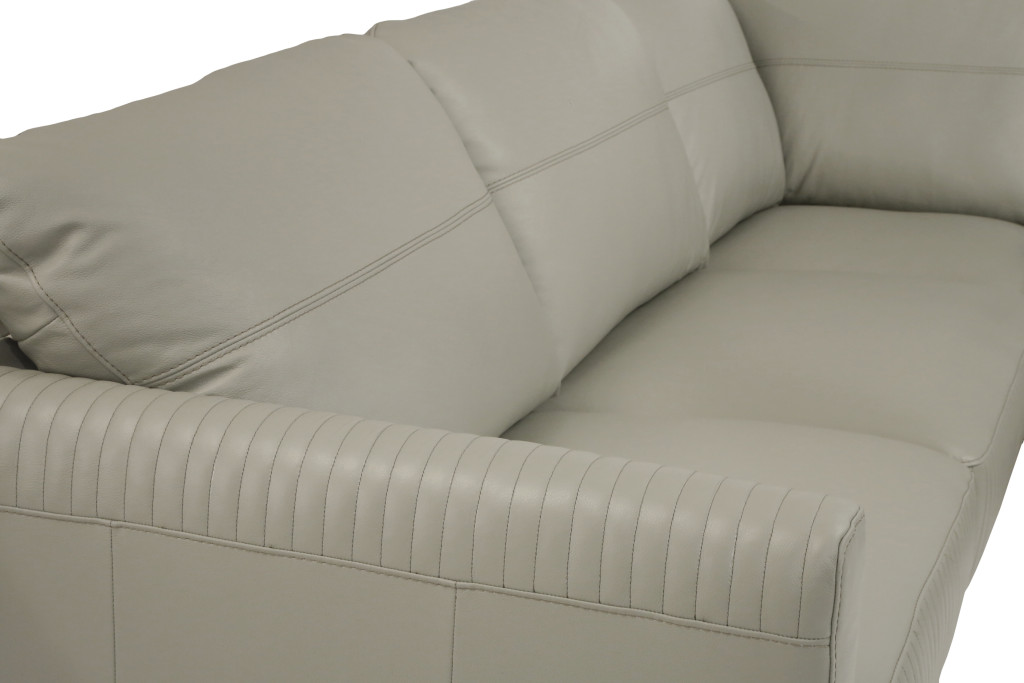 103" Light Green Leather L Shaped Sofa and Chaise Sectional 5 103" Light Green Leather L Shaped Sofa and Chaise Sectional - Image 5