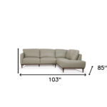 103" Light Green Leather L Shaped Sofa and Chaise Sectional 13 103" Light Green Leather L Shaped Sofa and Chaise Sectional