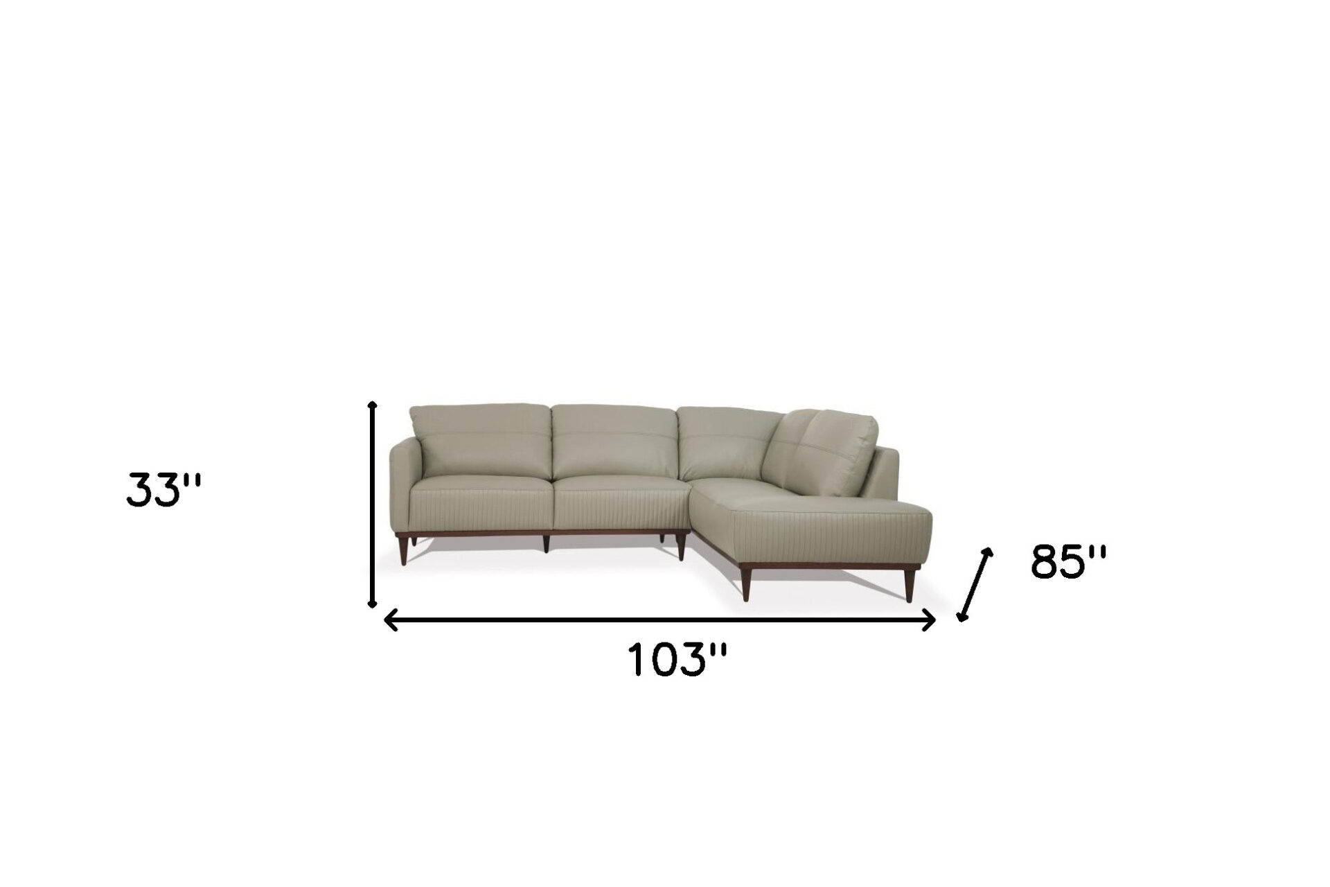 103" Light Green Leather L Shaped Sofa and Chaise Sectional 6 103" Light Green Leather L Shaped Sofa and Chaise Sectional - Image 6
