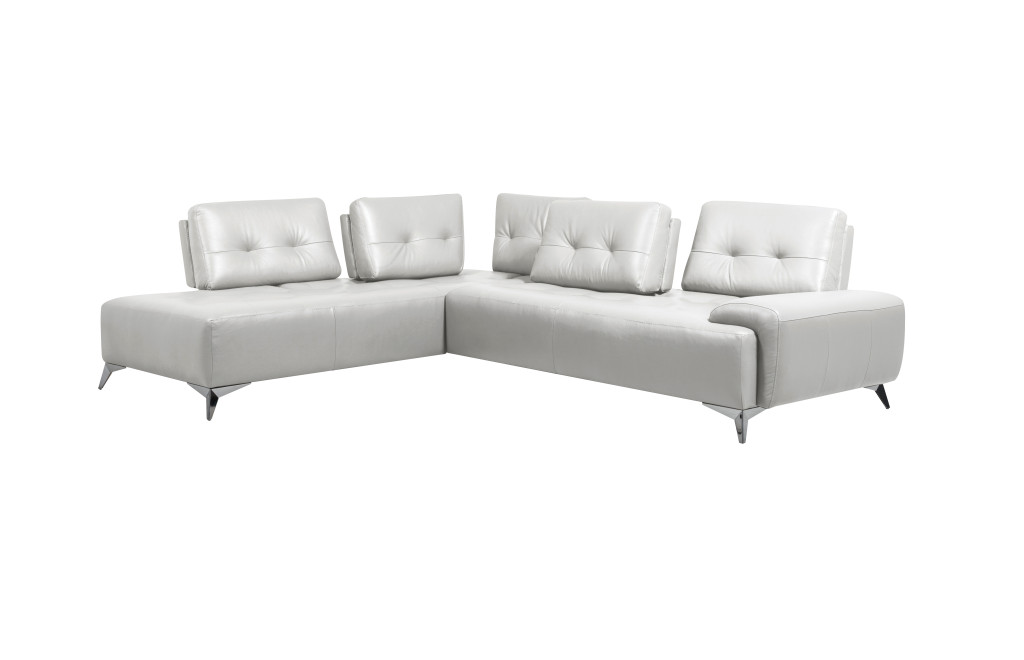 125 Inch White Leather L Shaped Sectional with Square Arms 2 125 Inch White Leather L Shaped Sectional with Square Arms - Image 2