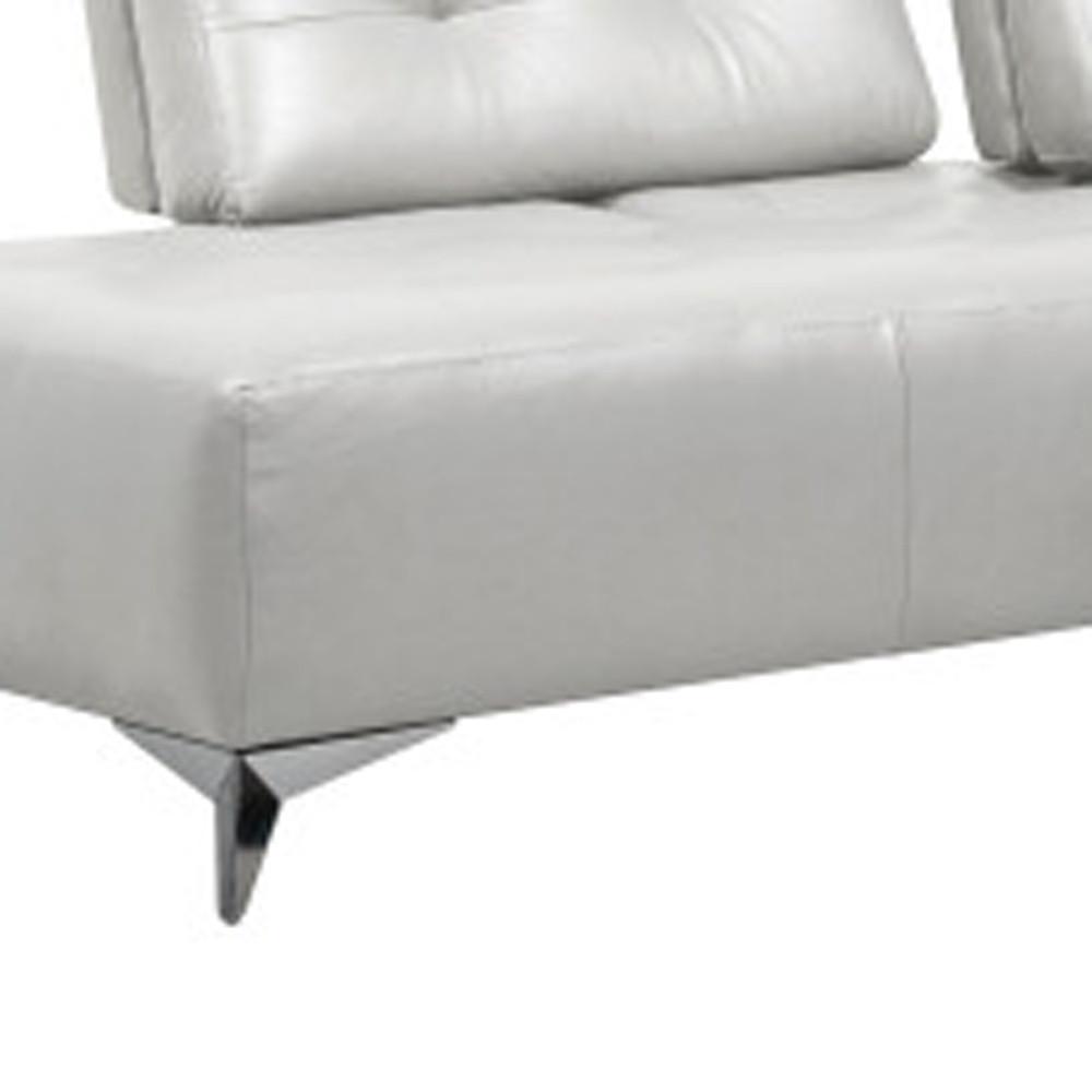 125 Inch White Leather L Shaped Sectional with Square Arms 3 125 Inch White Leather L Shaped Sectional with Square Arms - Image 3
