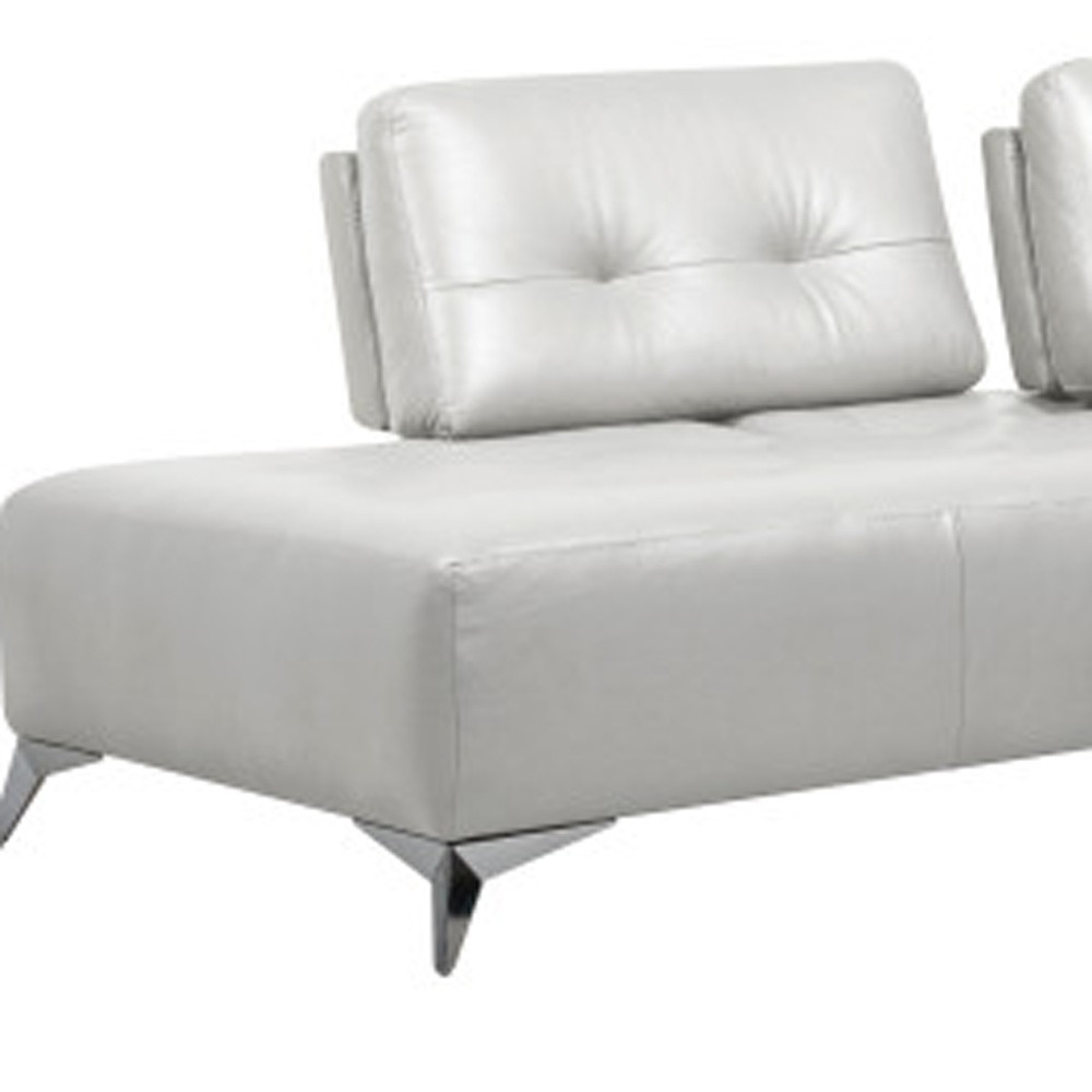 125 Inch White Leather L Shaped Sectional with Square Arms 4 125 Inch White Leather L Shaped Sectional with Square Arms - Image 4