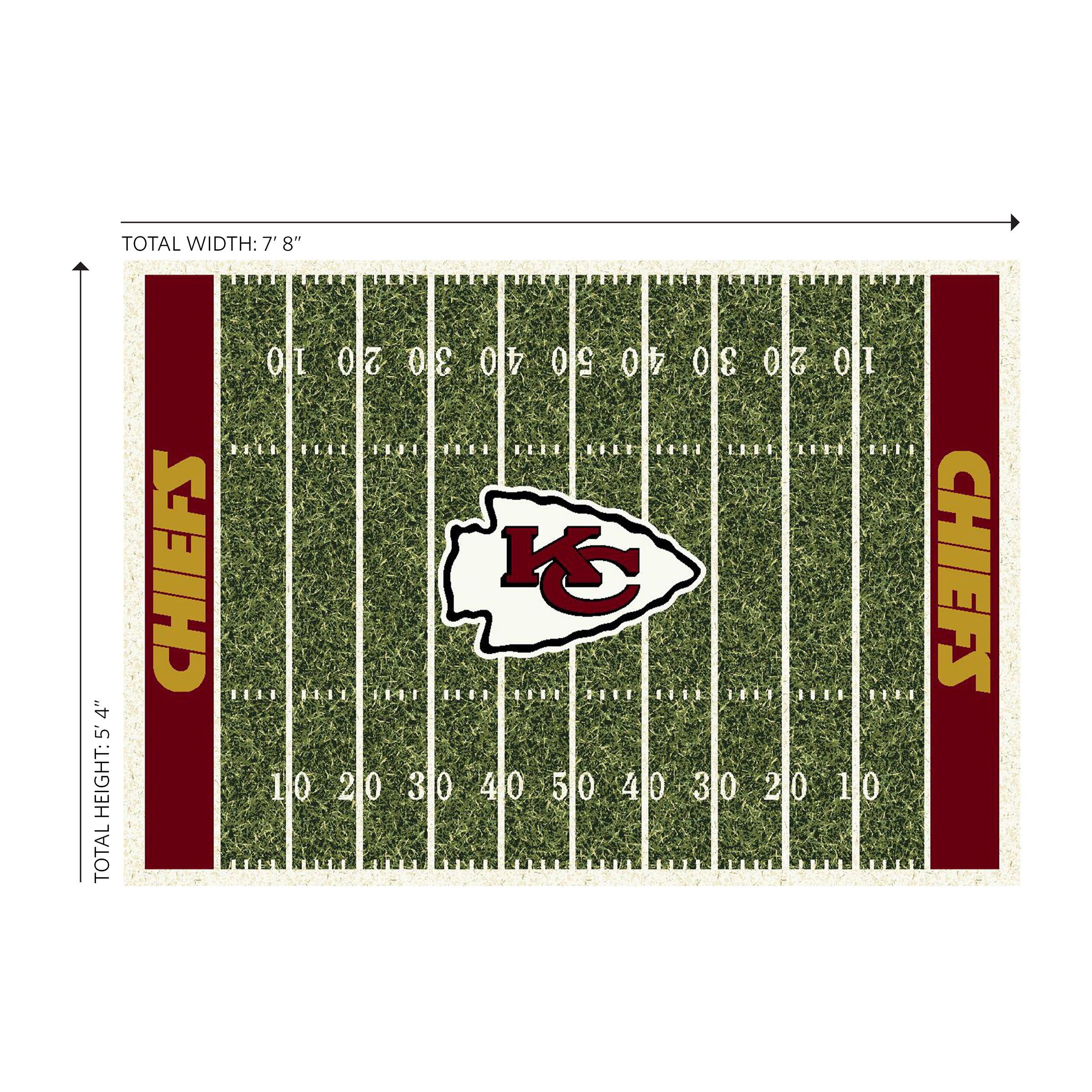 kansas city chiefs 6x8 football field area rug kansas collection