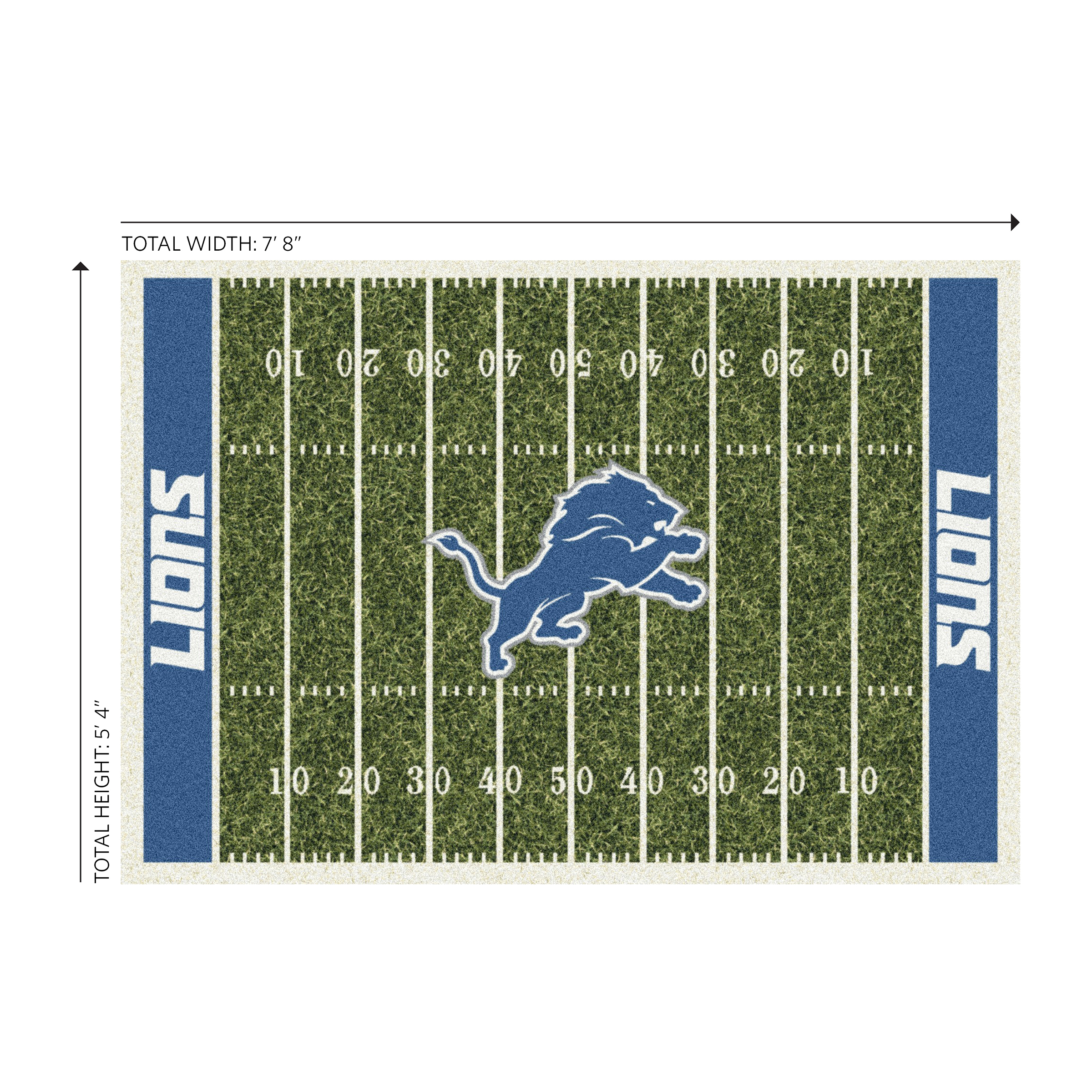 detroit lions 6x8 football field area rug officially licensed