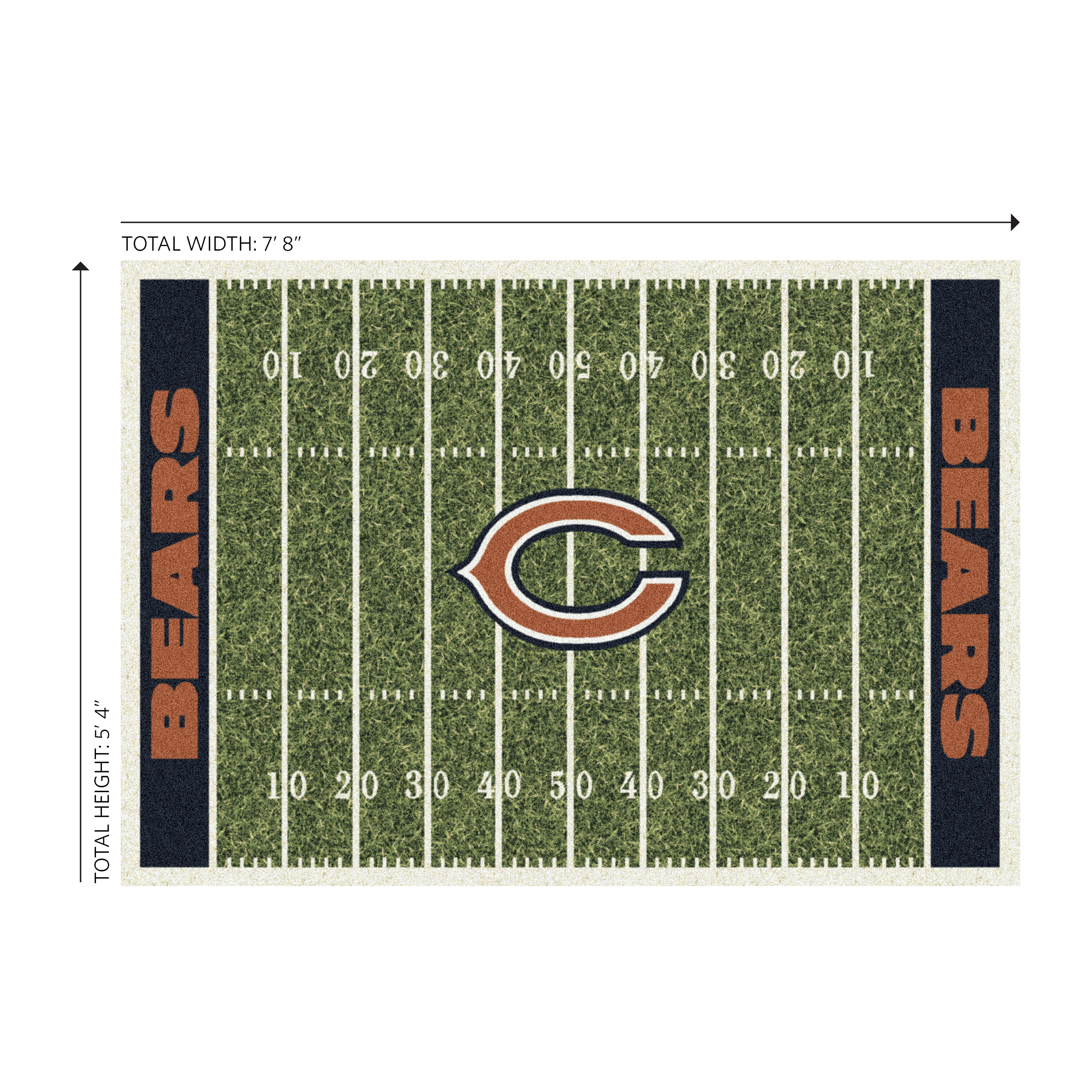 chicago bears 6x8 homefield football field area rug