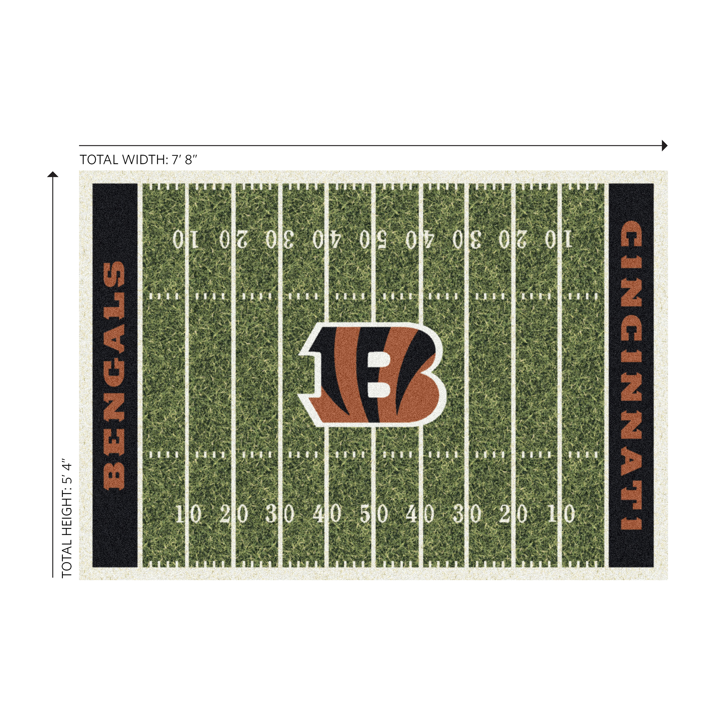 cincinnati bengals 6 x 8 football field area rug