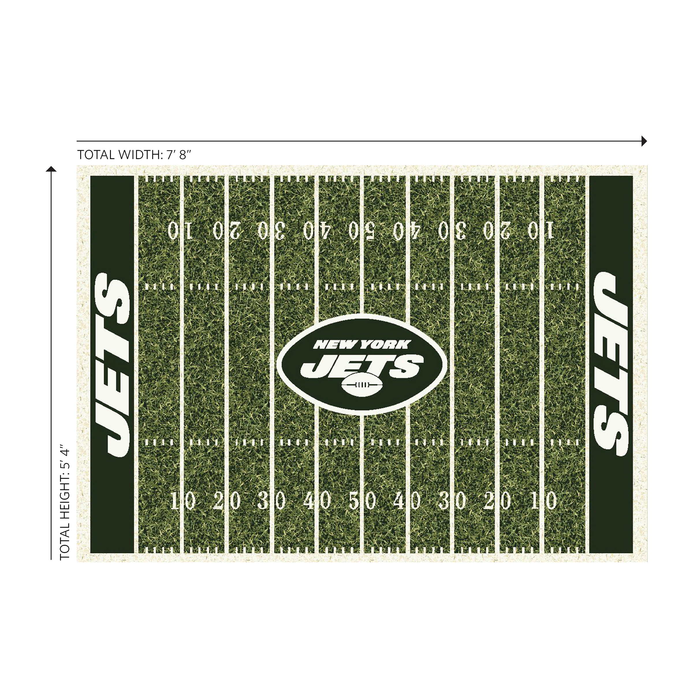 jets 6x8 homefield football field area rug officially licensed